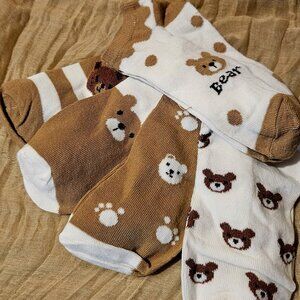 5 pair teddy near ped socks